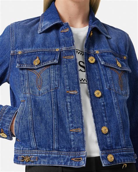 blue versace jacket|versace denim jacket women's.